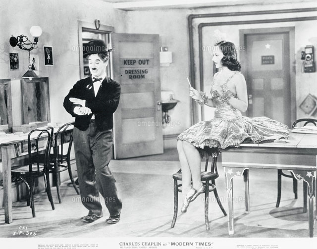 Charlie Chaplin and Paulette Goddard